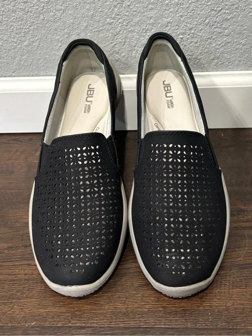 JBU Black Perforated Slip-On Flats